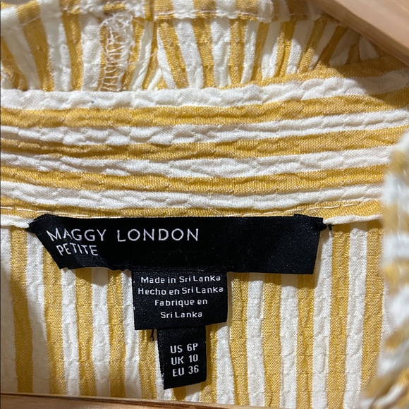 Maggy London Yellow Striped Maxi Dress ON SALE - Picture 4 of 6